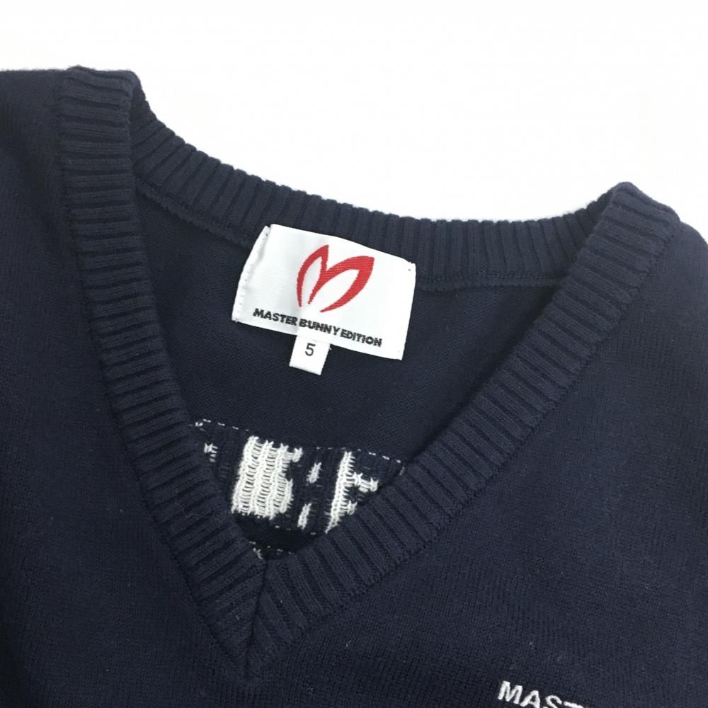 美品】マスターバニー ニットベスト ネイビー バックロゴ コットン