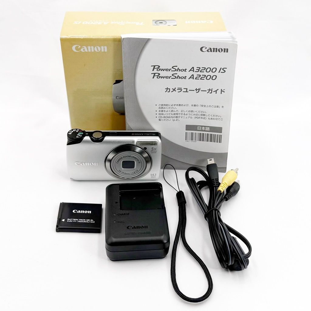 美品】キヤノン CANON PowerShot A3200IS シルバー コンデジ カメラ
