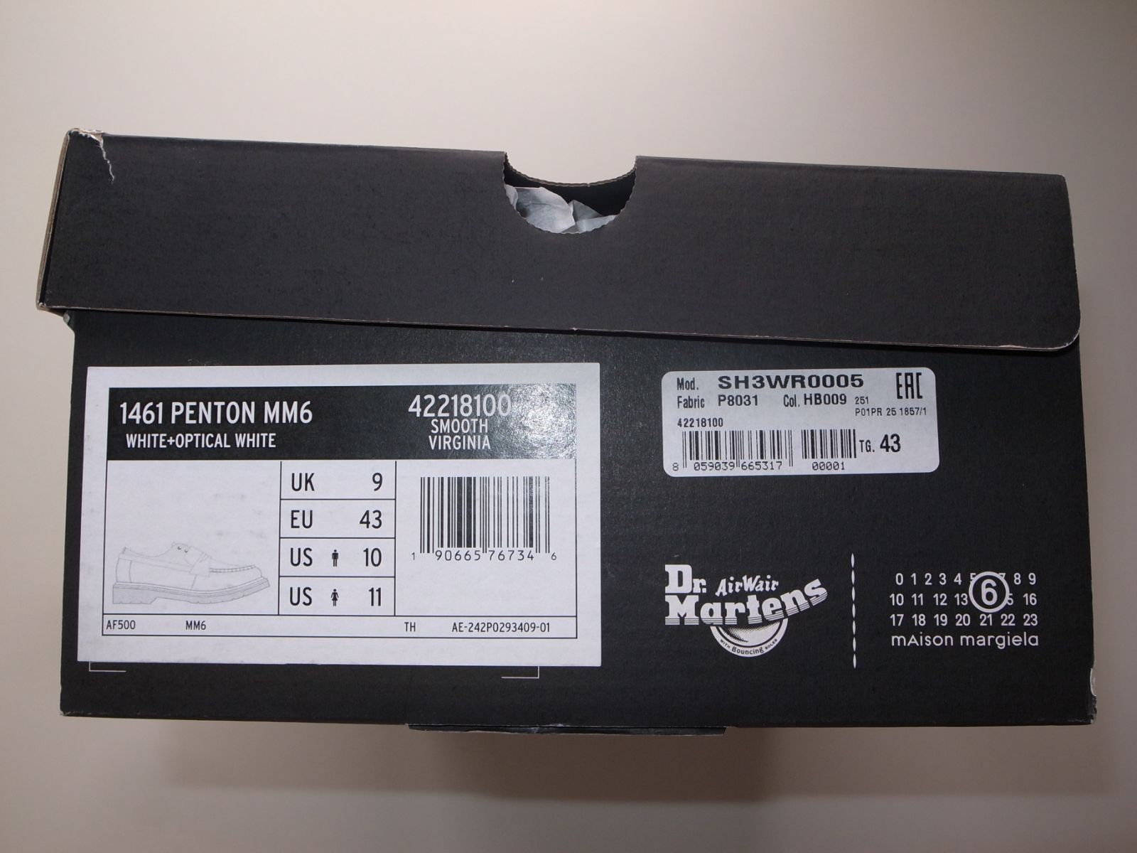 MM 6 Maison Margiela x Dr Martens 1461 PENTON UK 9 US 10 white マルジェラ ドクターマーチン
