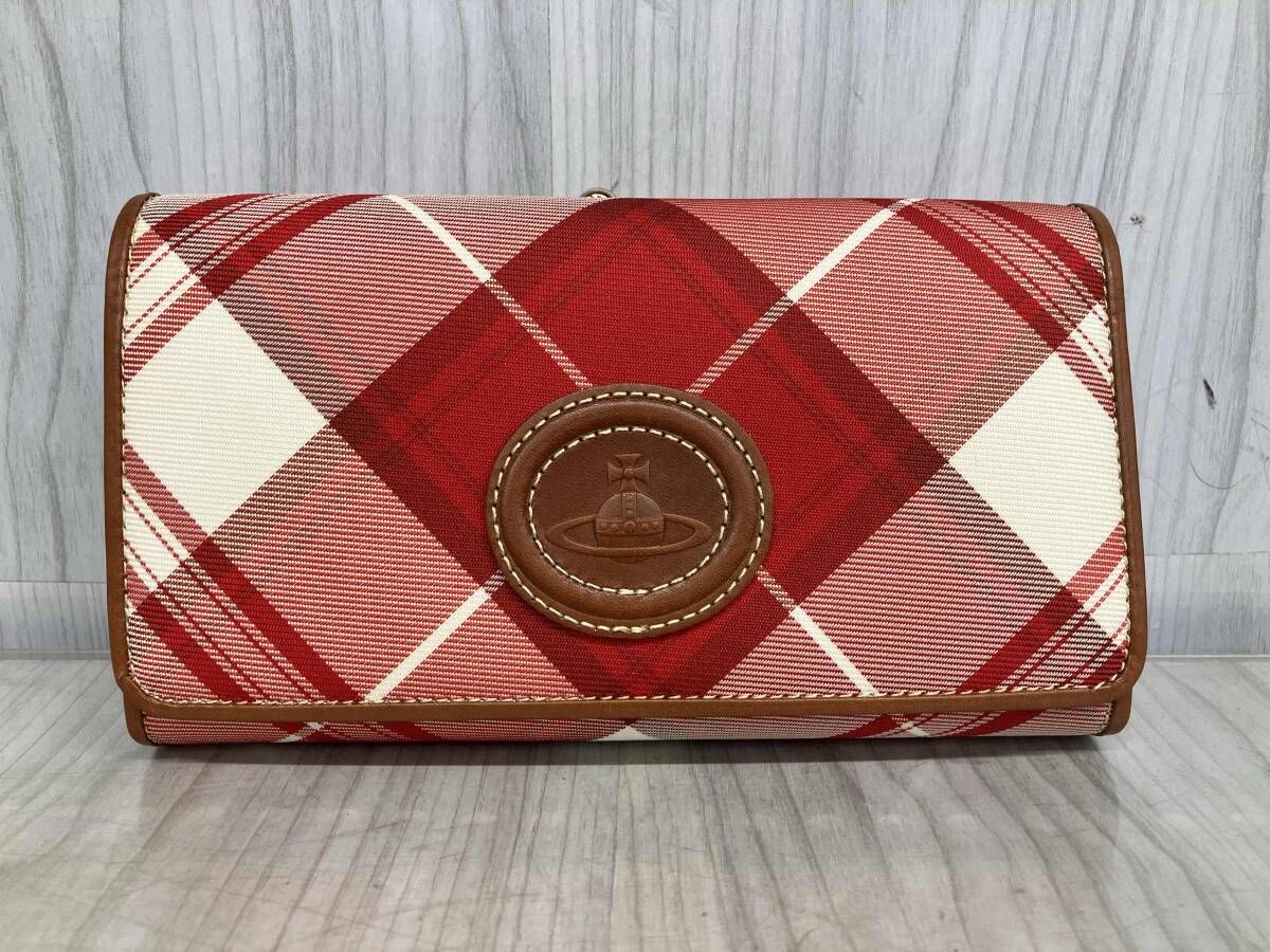 VIVIENNE WESTWOOD RED IN OTHER ヴィヴィアンウエストウッド 長財布 ロングウォレット レッド チェック レディース がま口