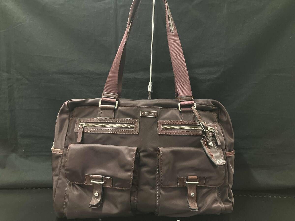 大容量 極美品✨️TUMI トゥミ トートバッグ ナイロン レザー ボルドー TUMI トゥミ 割引 トートバッグ ナイロン レザー ボルドー