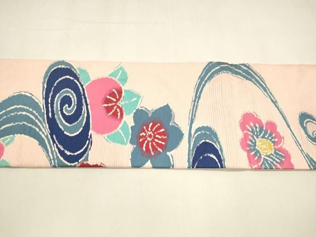 九寸名古屋帯 流水花文