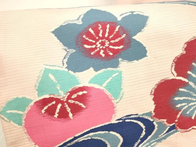 九寸名古屋帯 流水花文