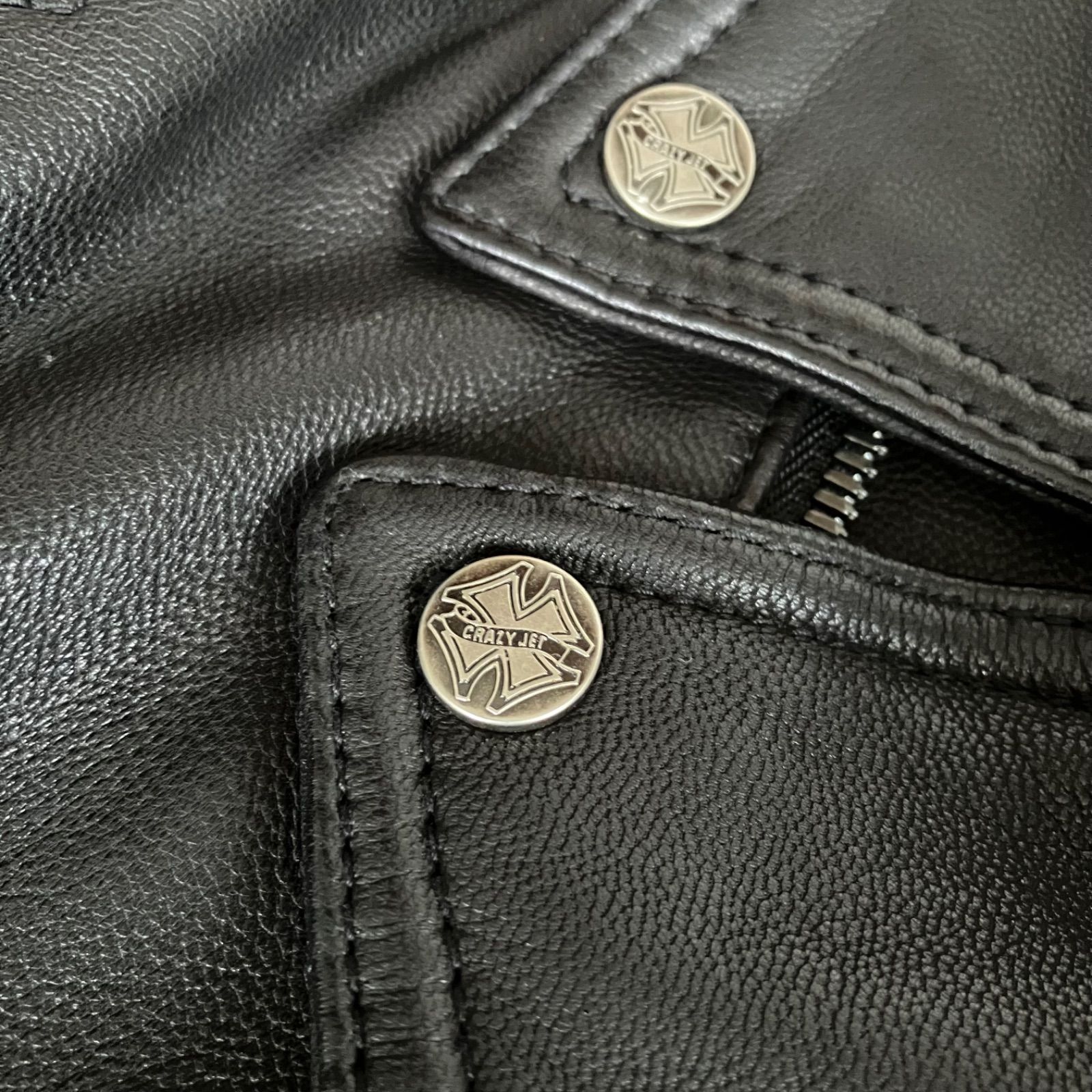 状態良 Jack Rose CRAZY JET ダブルライダースジャケット レザー 黒