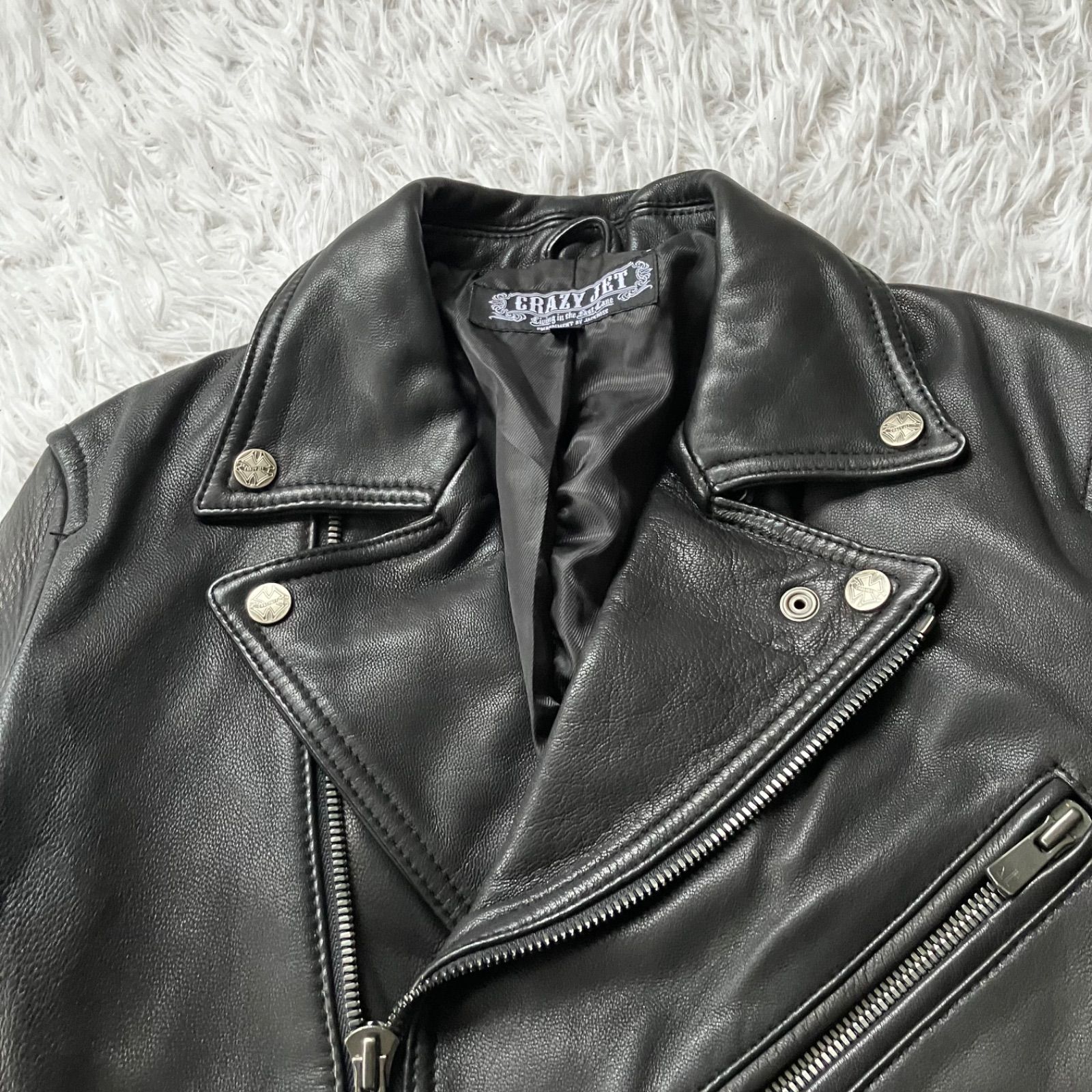 状態良 Jack Rose CRAZY JET ダブルライダースジャケット レザー 黒