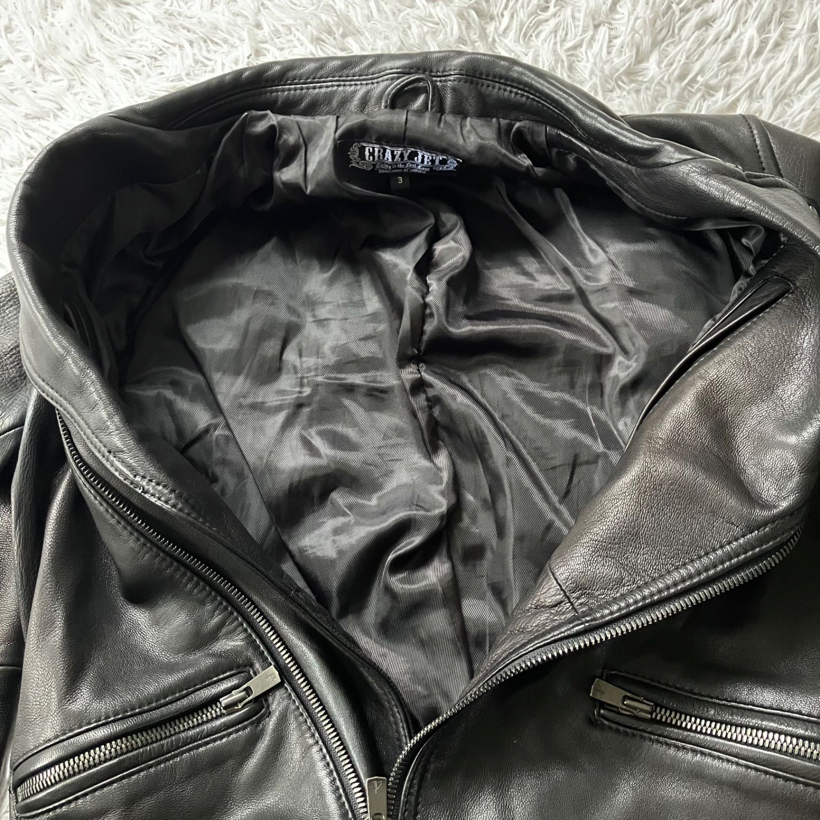 状態良 Jack Rose CRAZY JET ダブルライダースジャケット レザー 黒