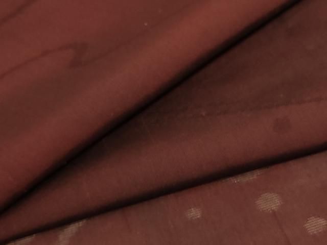 平和屋着物 夏物 色無地 流水立波紋紗 葡萄茶色 正絹 jd