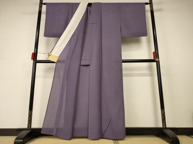 平和屋着物 夏物 色無地 絽 葡萄鼠色 正絹 jd