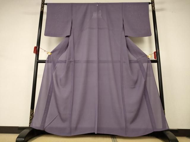 平和屋着物 夏物 色無地 絽 葡萄鼠色 正絹 jd