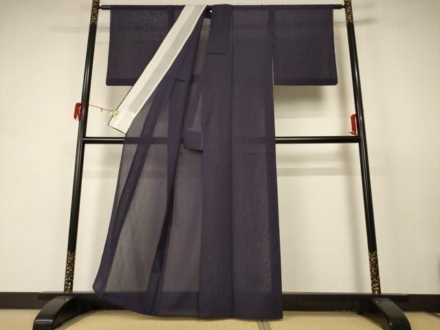 平和屋着物 夏物 色無地 紗 黒紅色 正絹 jd