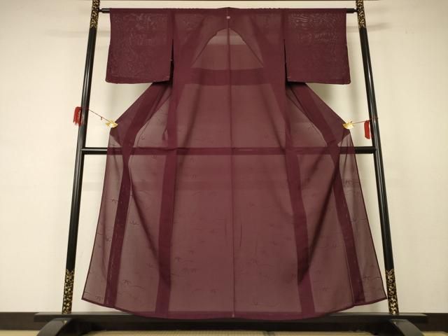 平和屋着物 夏物 色無地 絽 葡萄茶色 正絹 jd