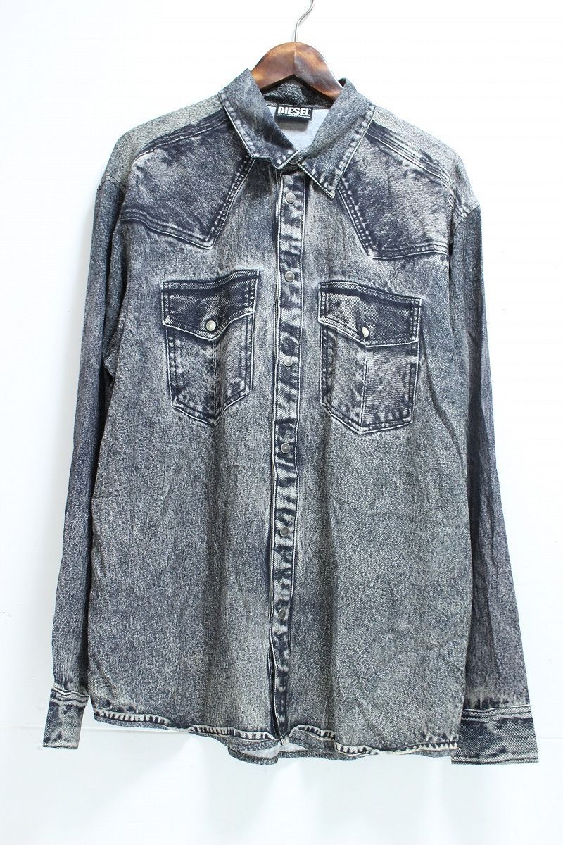 未使用】 DIESEL ディーゼル トロンプルイユ デニム転写シャツ 長袖 48