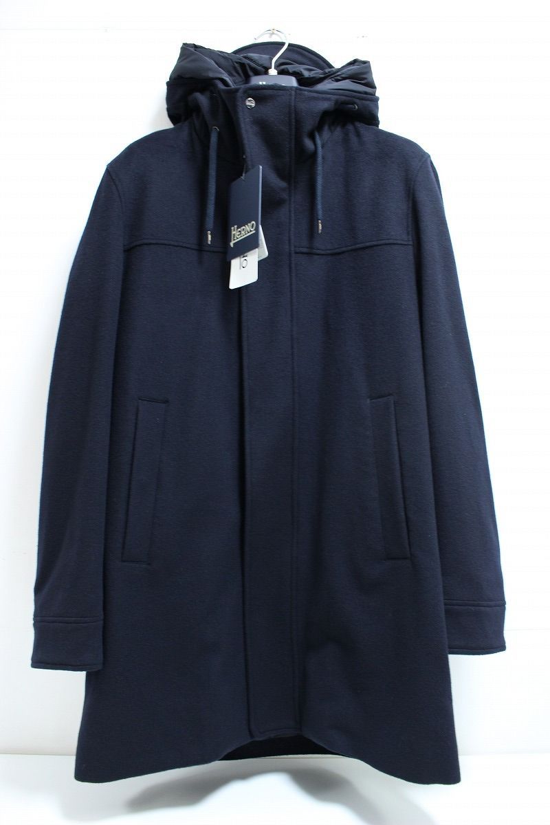 HERNO ヘルノ コート フード カシミア ウール ネイビー 52 定価207900