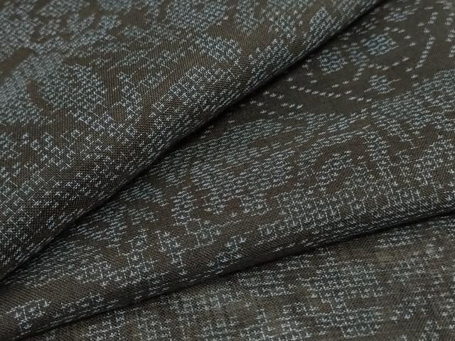 平和屋着物＊夏物 結城紬 夏結城 100亀甲 花蝶文 正絹 逸品 AABD4666jd