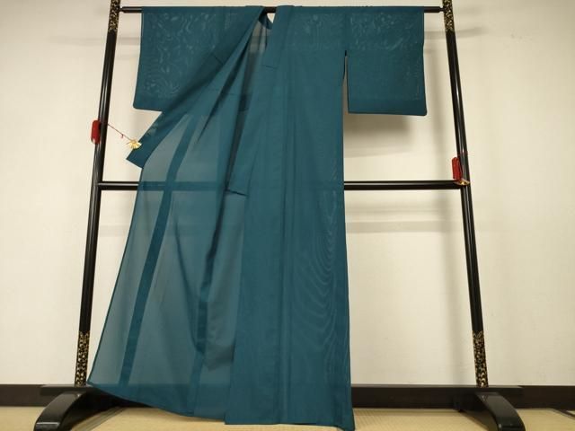 平和屋着物*夏物 色無地 絽 高麗納戸色 洗える着物 jd