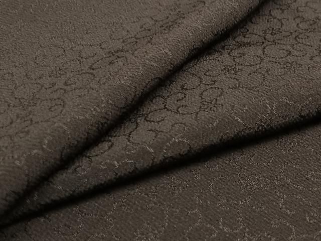 平和屋着物▽上質な色無地 単衣 花唐草地紋 鉄黒色 正絹 jh