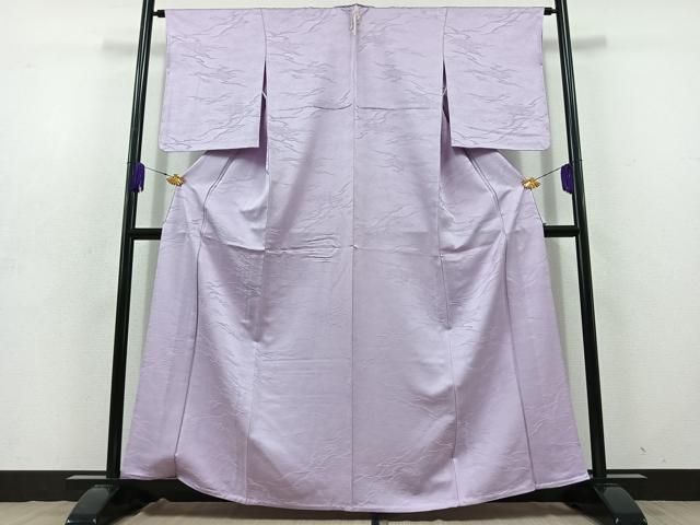 平和屋着物 上質な色無地 単衣 吹き寄せ吉祥地紋 藤色 正絹 jh