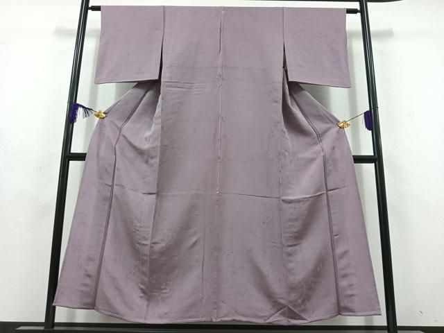 平和屋着物 上質な色無地 単衣 草葉地紋 鳩羽色 正絹 jh