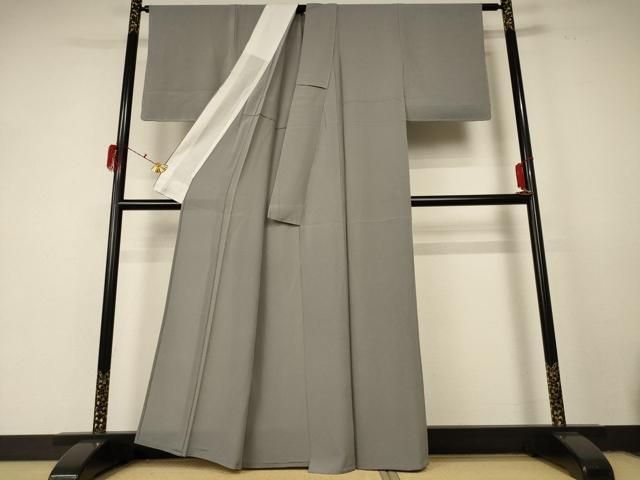 平和屋着物 夏物 色無地 絽縮緬 利休白茶色 正絹 jd