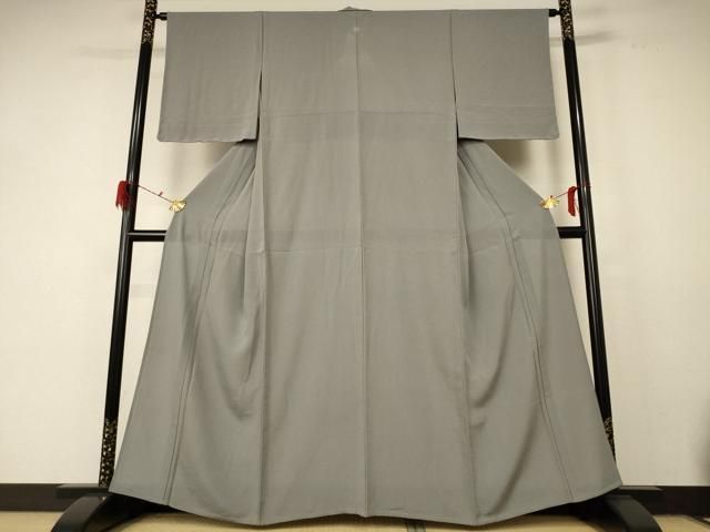 平和屋着物 夏物 色無地 絽縮緬 利休白茶色 正絹 jd