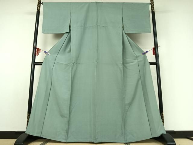 平和屋着物 上質な色無地 単衣 錆青磁色 正絹 jh