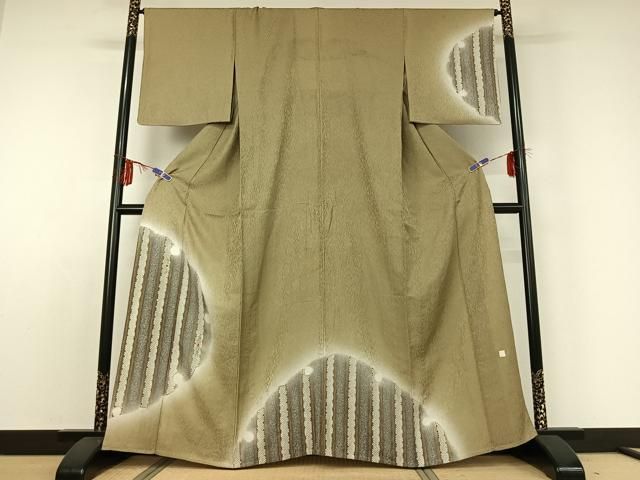 平和屋着物▽林淳一　訪問着　単衣　刺繍　雪輪文　暈し染め　金彩　金糸　正絹　逸品　AABE0208jh 平和屋着物▽林淳一 訪問着 単衣 刺繍 雪輪文 暈し染め 金彩 金糸 正絹