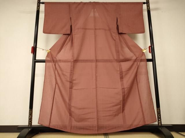 平和屋着物＊夏物 色無地 紗 茶色 jd