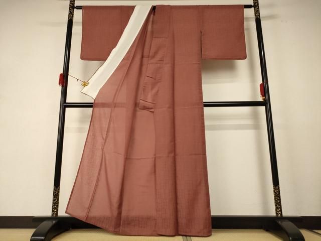 平和屋着物 夏物 色無地 紗 茶色 jd