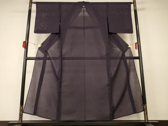 平和屋着物＊夏物 色無地 楓紋紗 似せ紫色 正絹 jd