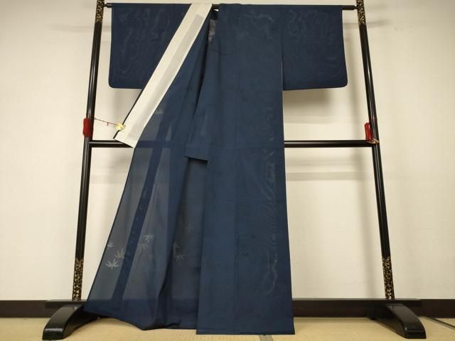 平和屋着物 夏物 色無地 縦絽 笹竹紋紗 褐返色 洗える着物 jd