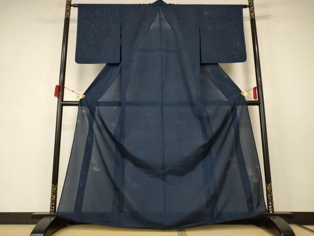 平和屋着物 夏物 色無地 縦絽 笹竹紋紗 褐返色 洗える着物 jd