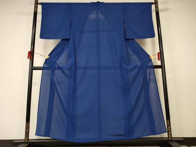 平和屋着物＊夏物 色無地 絽 深縹色 正絹 jd