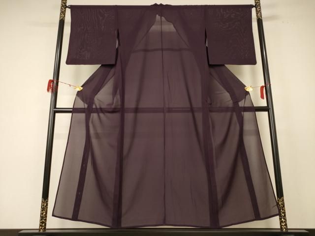 平和屋着物＊夏物 色無地 絽 似せ紫色 正絹 jd