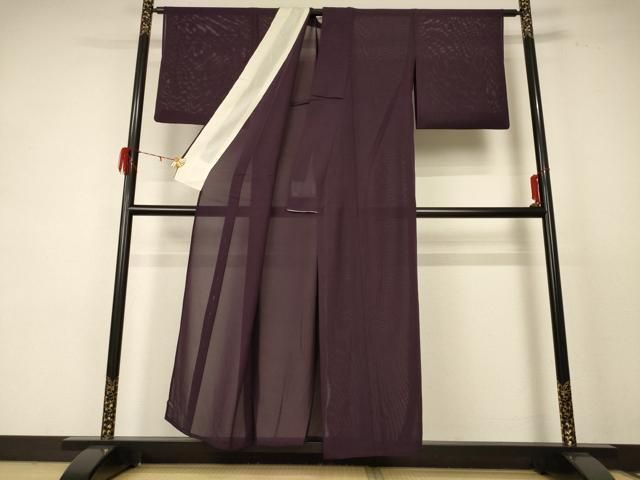 平和屋着物 夏物 色無地 絽 似せ紫色 正絹 jd