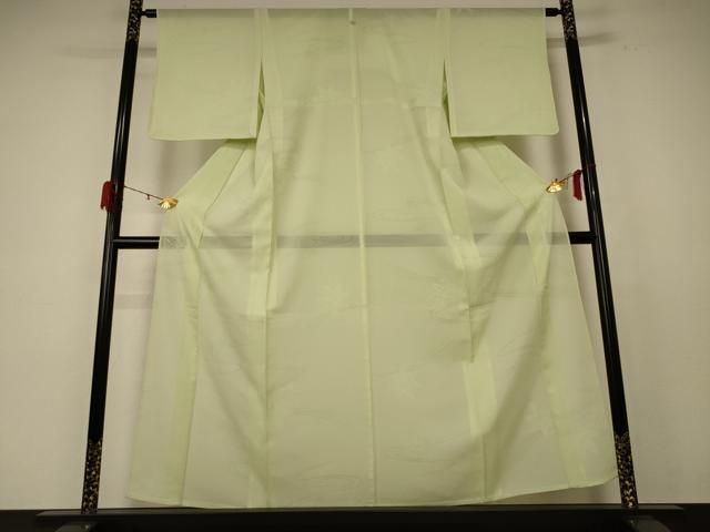 平和屋着物 夏物 色無地 縦絽 流水楓紋紗 女郎花色 正絹 jd