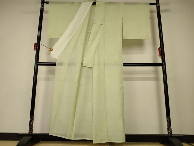 平和屋着物 夏物 色無地 縦絽 流水楓紋紗 女郎花色 正絹 jd