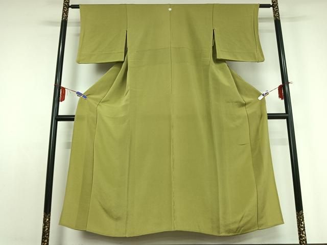 平和屋着物 色無地 単衣 苗色 洗える着物 jh