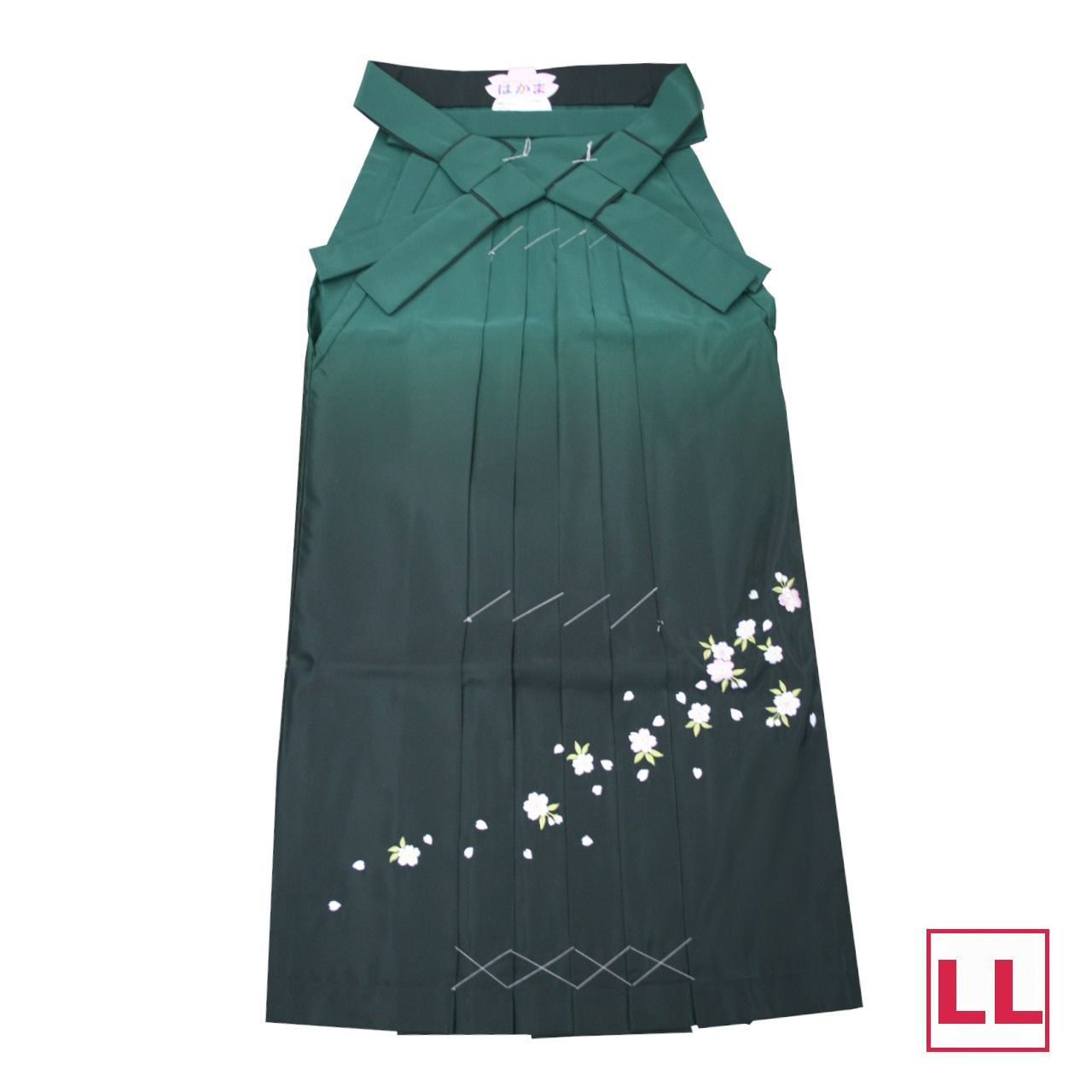 卒業袴 刺繍 ボカシ 緑 ＬＬ 紐下99 cm 170～175 卒業式 謝恩会 袴 洗える ２Ｌ
