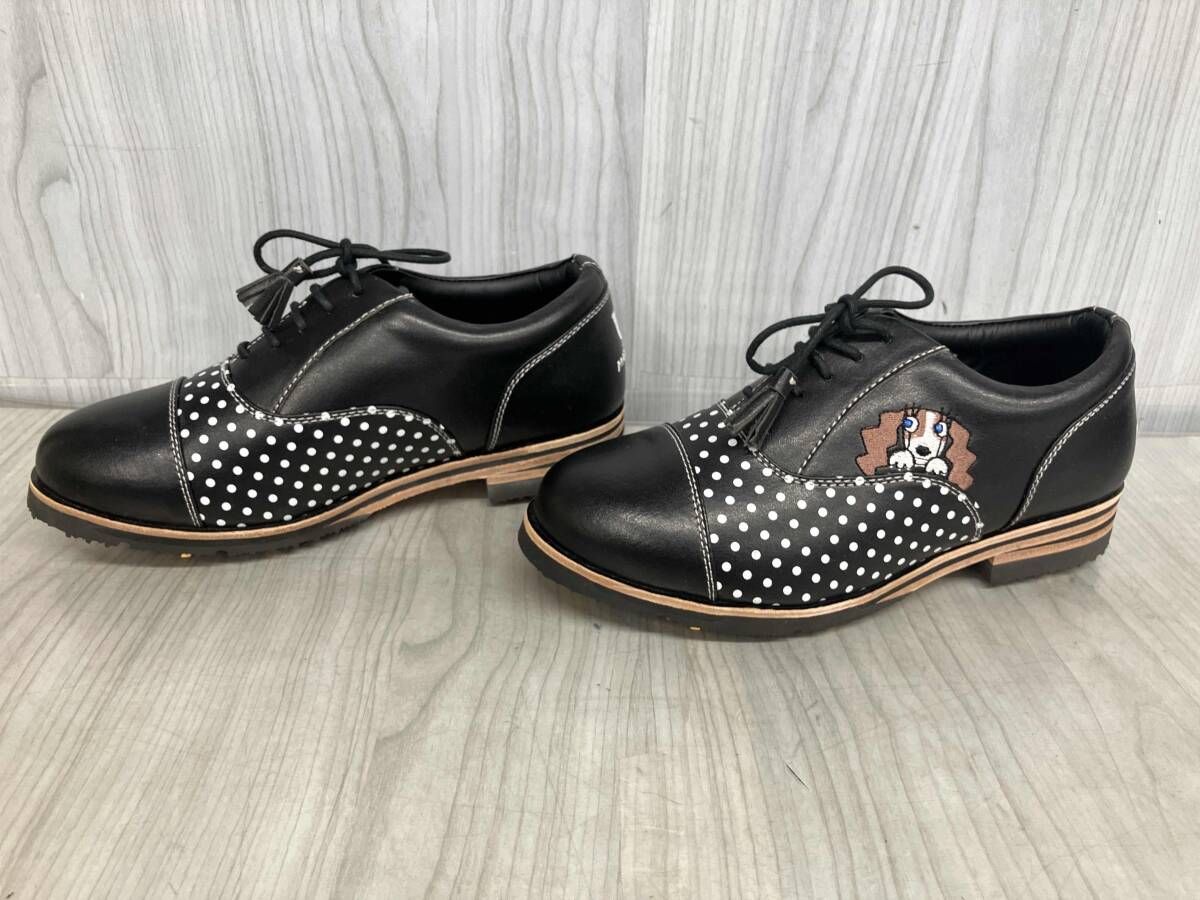 mu sports エムユー スポーツ ゴルフシューズ ブラック ドット 水玉 犬 レディース 23.5 cm