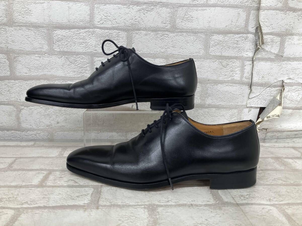 23806 マグナーニ プレーントゥ ホールカット メンズ EU 38 ブラック レザー ドレスシューズ き