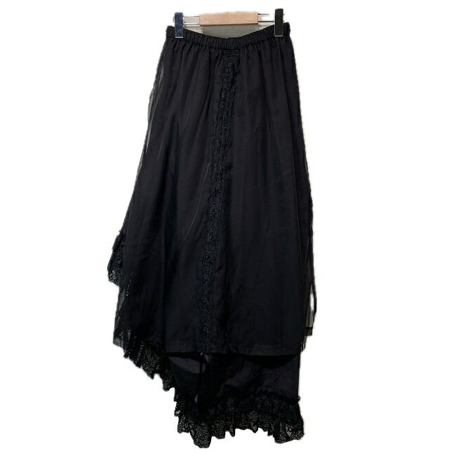 h.NAOTO Blood スカート ロング丈 シースルー アシンメトリー 変形 レース 無地 ゴスロリ 古着