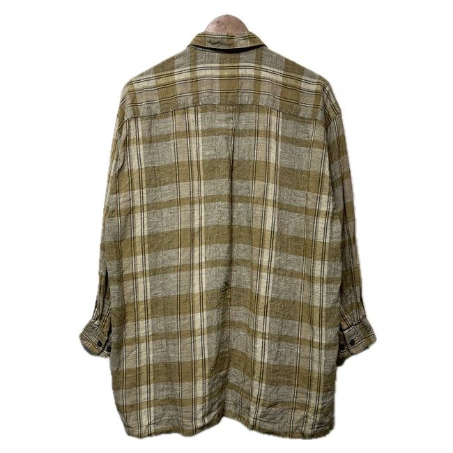 im ISSEY MIYAKE チェックシャツ 長袖 シャツ リネン レギュラー 胸ポケット ドメスティック 古着