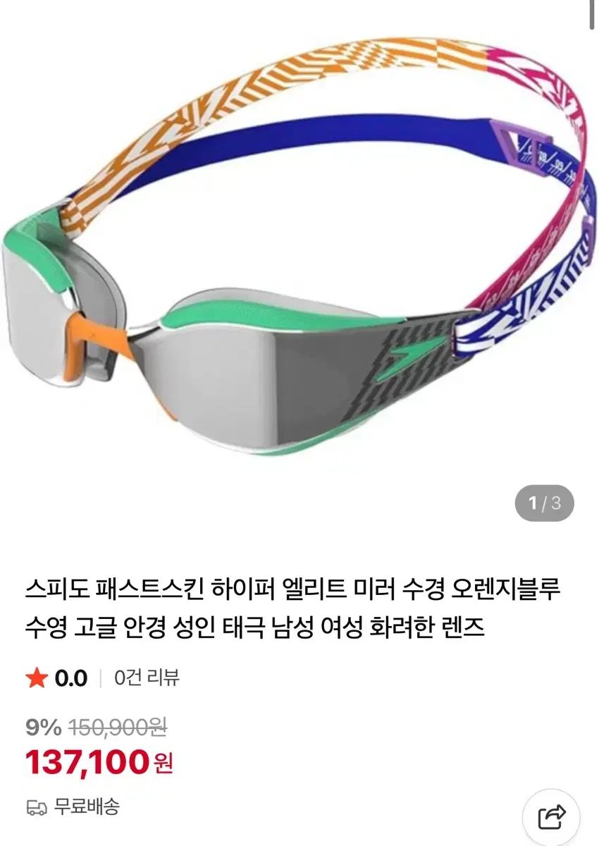 SPEEDO スピード ファストスキン 鏡 スイムゴーグル オレンジ グリーン