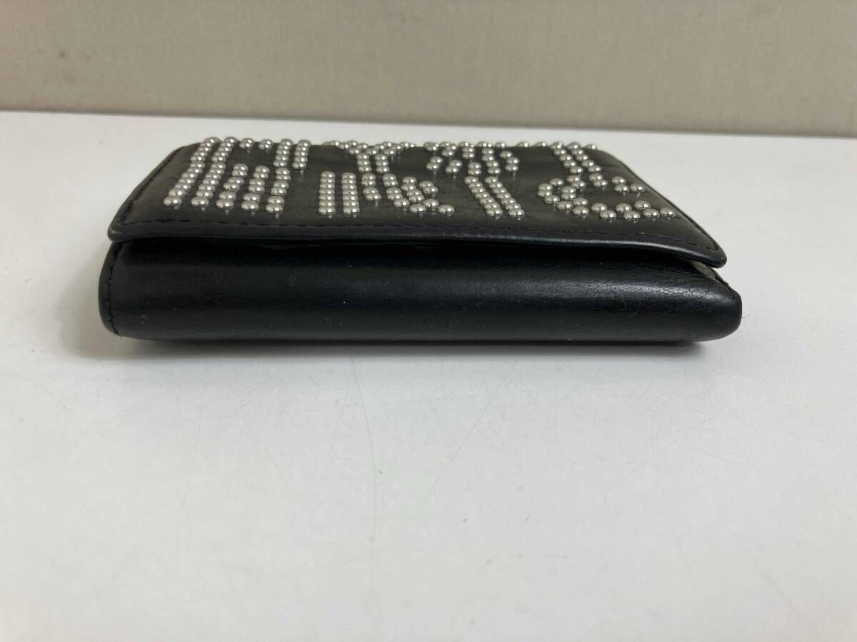 HYSTERIC GLAMOUR 三つ折り財布 スタッズミニウォレット ブラック ロゴ