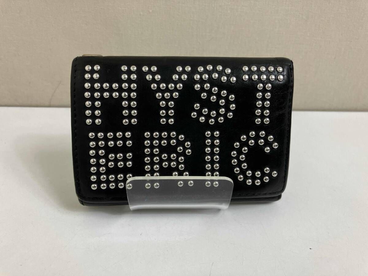 HYSTERIC GLAMOUR 三つ折り財布 スタッズミニウォレット ブラック ロゴ
