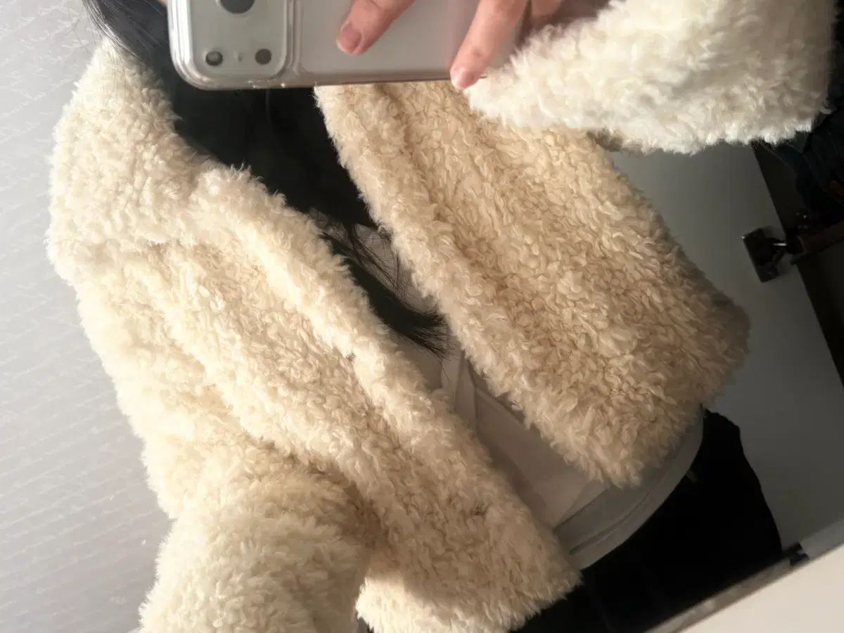 アイボリー ボア ショート ジャケット ファージャケット