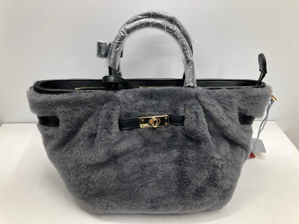 pelley lusso ペレリールッソ 2 way ハンドバッグ メリノライトムートン ダークグレー ショルダーバッグ