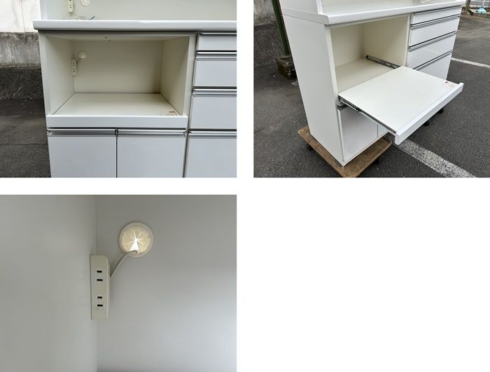 中古】【一部地域送料無料】松田家具 食器棚 ※傷多数あり ホワイト