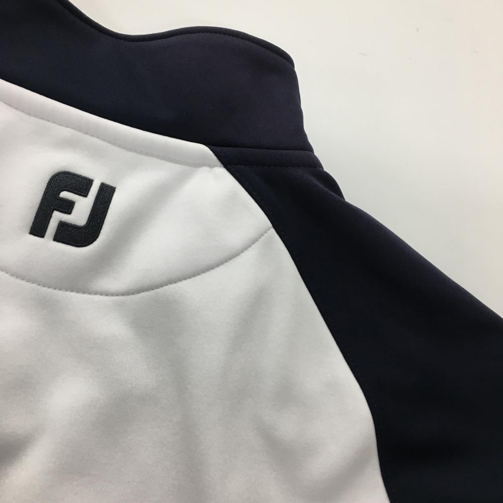 フットジョイ ジャケットブルゾン 白×ネイビー ロゴワッペン メンズ L