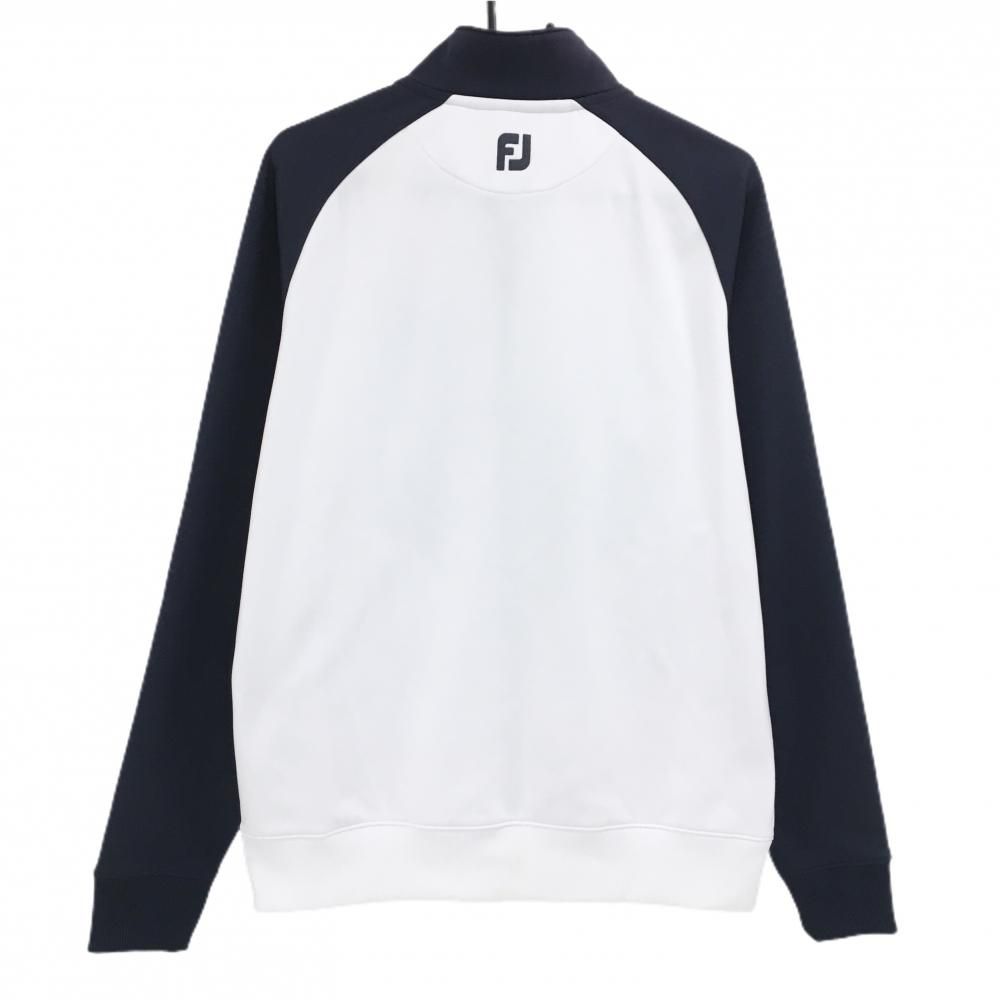 フットジョイ ジャケットブルゾン 白×ネイビー ロゴワッペン メンズ L